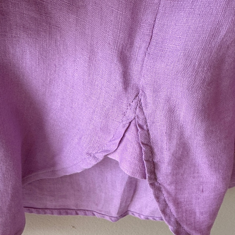 J. Jill Love Linen Lightweight Lavender Button-Down Long Sleeves Shirt - Picture 4 of 5